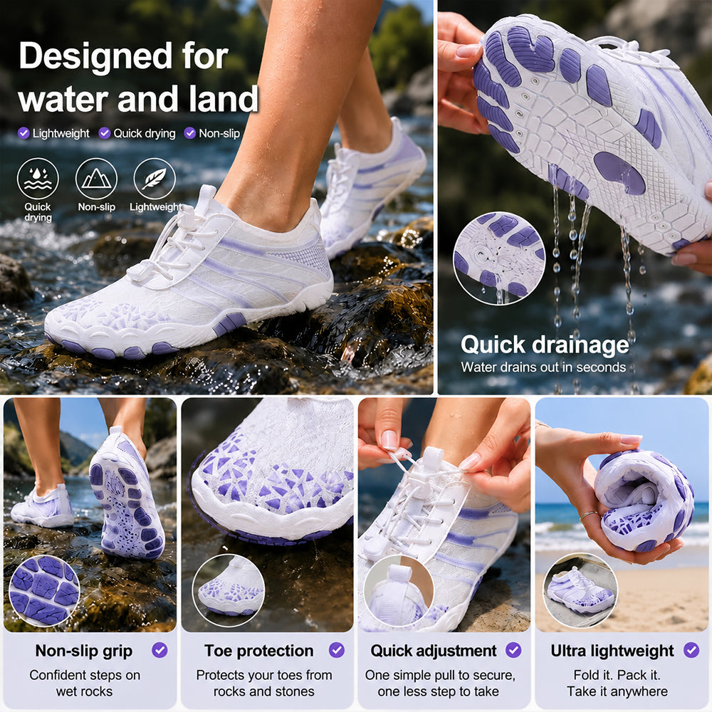 💖 Unisex Barefoot Water Shoes 💖 – Breathable, Water-Resistant & Sand-Repellent | Ultra-Light Aqua Shoes with Memory Foam Comfort & Quick-Drying Design