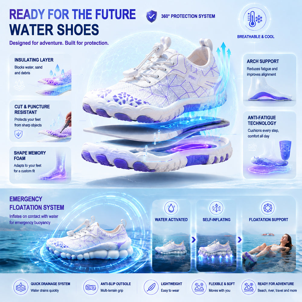 💖 Unisex Barefoot Water Shoes 💖 – Breathable, Water-Resistant & Sand-Repellent | Ultra-Light Aqua Shoes with Memory Foam Comfort & Quick-Drying Design