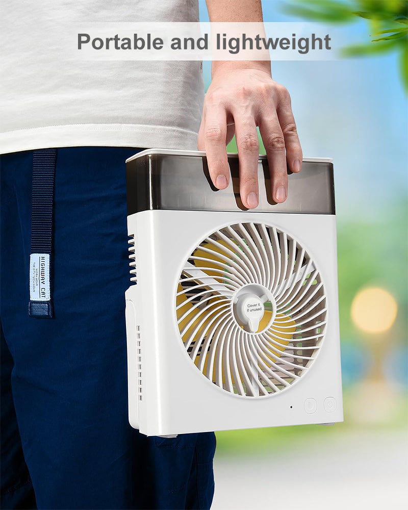 ❄️ BVJ Portable Misting Fan with 600ml Water Tank | ❄️Up to 30H Battery Life • USB Rechargeable • Quiet & Compact | Perfect for Home, Office, Camping & Travel