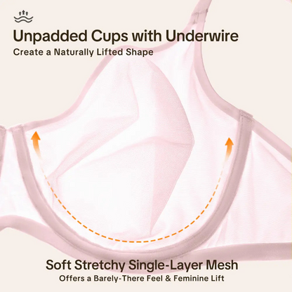 ✨Women’s Air-Light Sheer Mesh Bra – Breathable, Unpadded Underwire Support & Convertible Straps