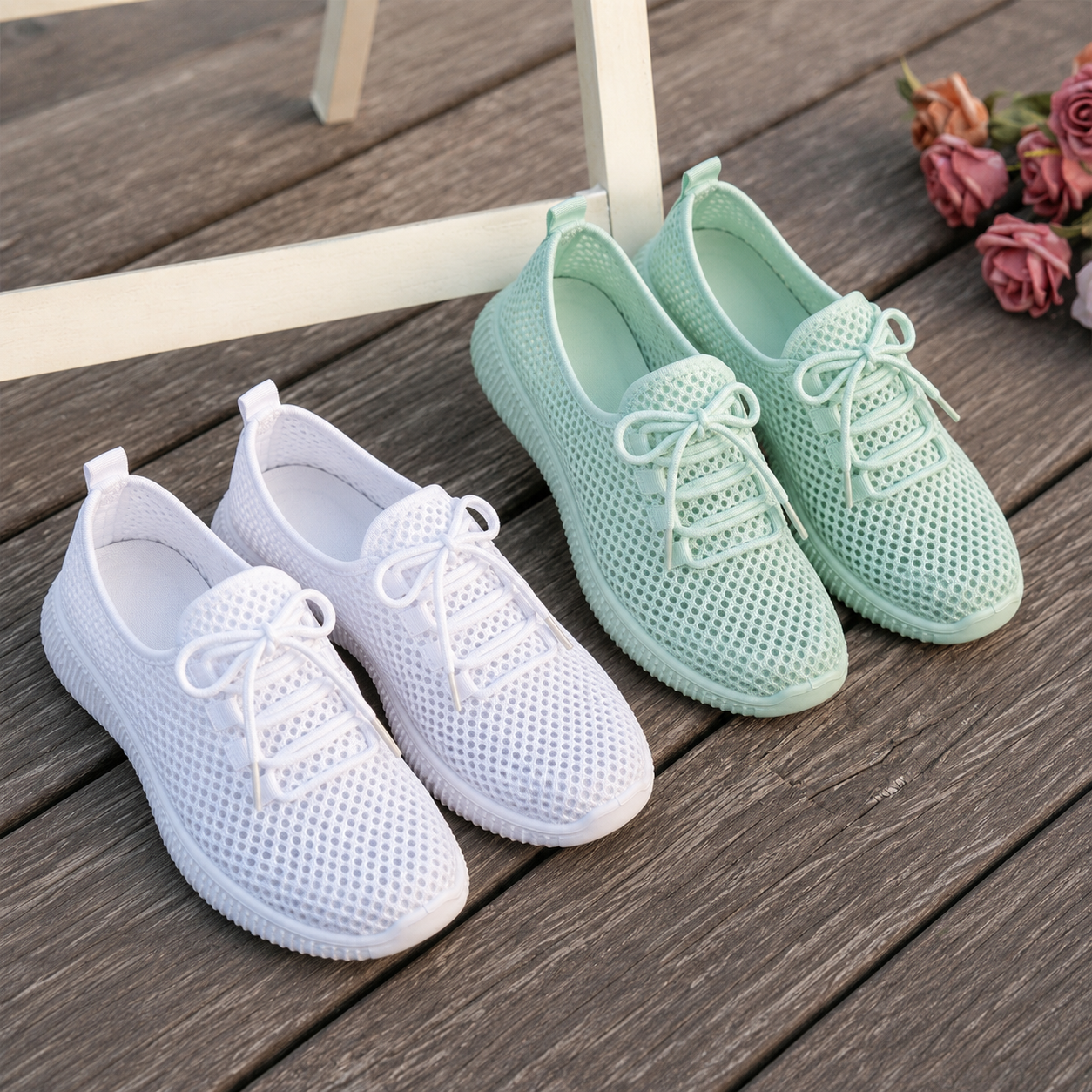 White & Mint Green